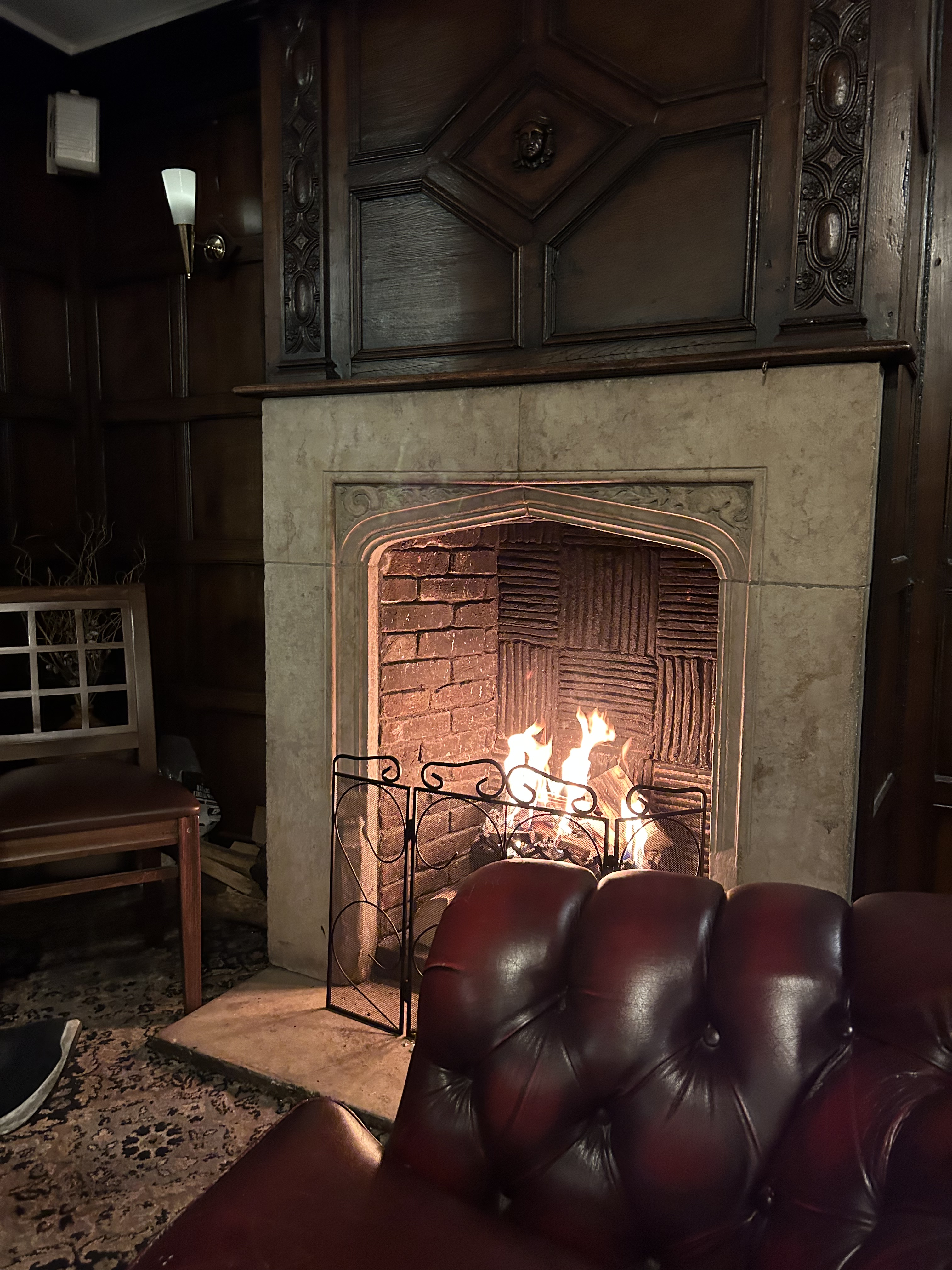 Cozy pub with fireplace
